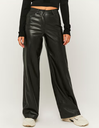 Pantalon large en cuir noir